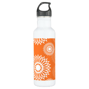 Minimalist Orange Mandala Geometric Floral Pattern 710 Ml Water Bottle
