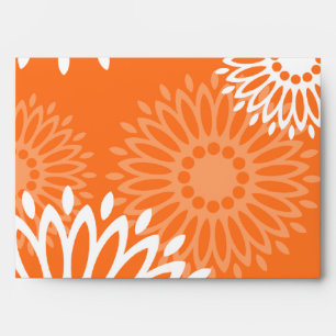 Minimalist Orange Mandala Geometric Floral Pattern Envelope