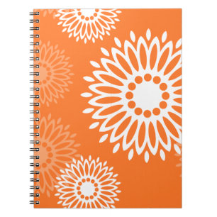 Minimalist Orange Mandala Geometric Floral Pattern Notebook