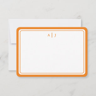 Minimalist Orange Monogram Round Border Card
