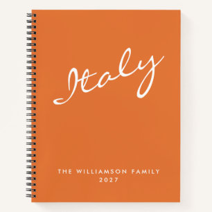 Minimalist Orange Script Personalized Travel Notebook