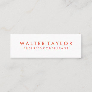 Minimalist Orange Text Mini Business Card