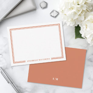 Minimalist Orange Two Border Monogram Card