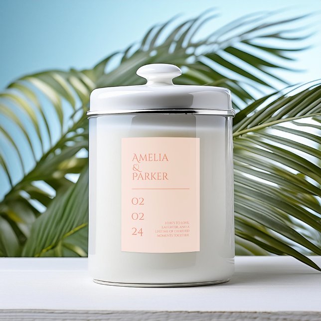 Minimalist Orange Wedding Candle Label (Creator Uploaded)