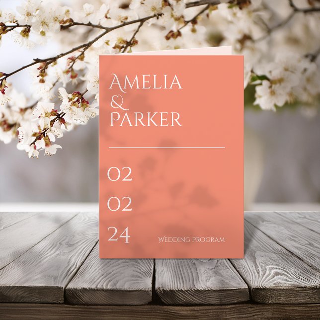 Minimalist Orange Wedding Program (Creator Uploaded)