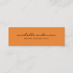 Minimalist Orange with Cursive Text Mini Business Card