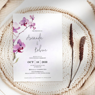 Minimalist Orchid Wedding Invitation