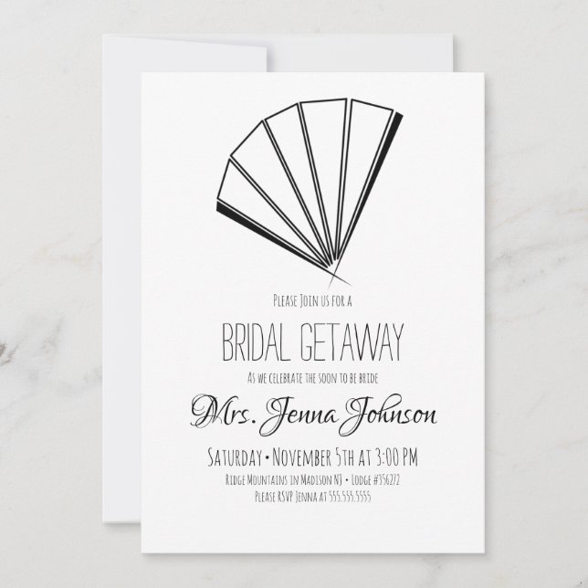 Minimalist Oriental Japanese Fan Bridal Shower Invitation (Front)
