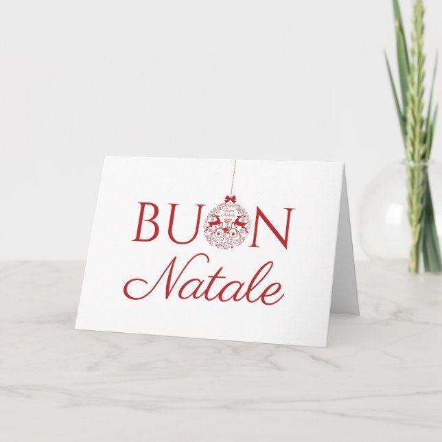 Minimalist Ornament Buon Natale Holiday Card (Front)