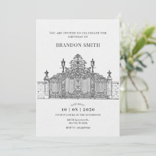 Minimalist Ornate entrance Gate art  birthday Invitation