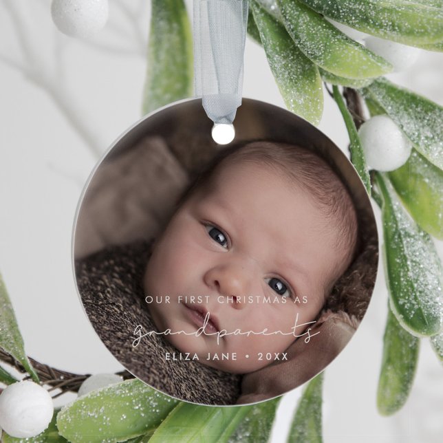 Minimalist Our First Christmas as grandparents Ceramic Ornament (Creator Uploaded)