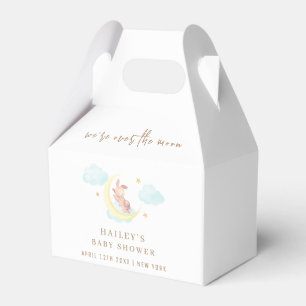 Minimalist Over The Moon Bunny Cloud Baby Shower Favor Box