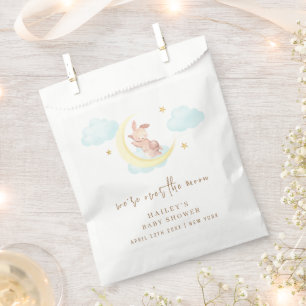 Minimalist Over The Moon Bunny Cloud Baby Shower Favour Bag