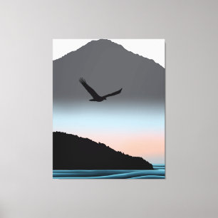 Minimalist Pacific Northwest Eagle Mountain Art Po Canvas Print