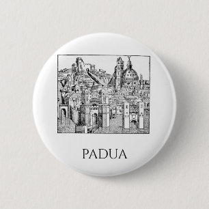 Minimalist Padua Medieval Skyline Line Art 2 Inch Round Button