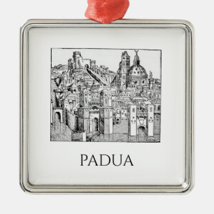 Minimalist Padua Medieval Skyline Line Art Metal Ornament