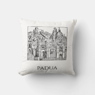 Minimalist Padua Medieval Skyline Line Art Throw Pillow