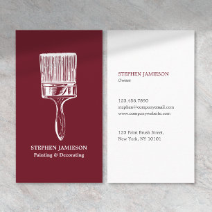 Minimalist Painter & Decorator Red White Business Card