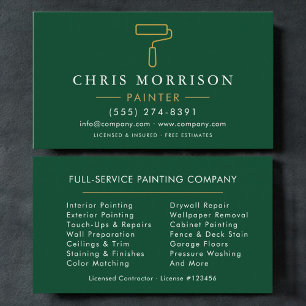 Minimalist Painter Geen Gold Modern Business Card