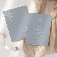 Minimalist Pale Blue Floral Emblem Wedding