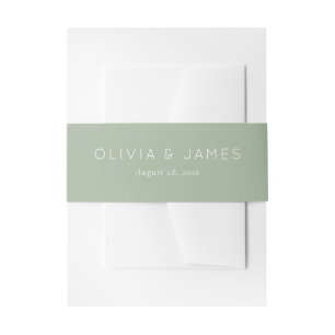 Minimalist Pale Green Typographic Invitation Belly Band