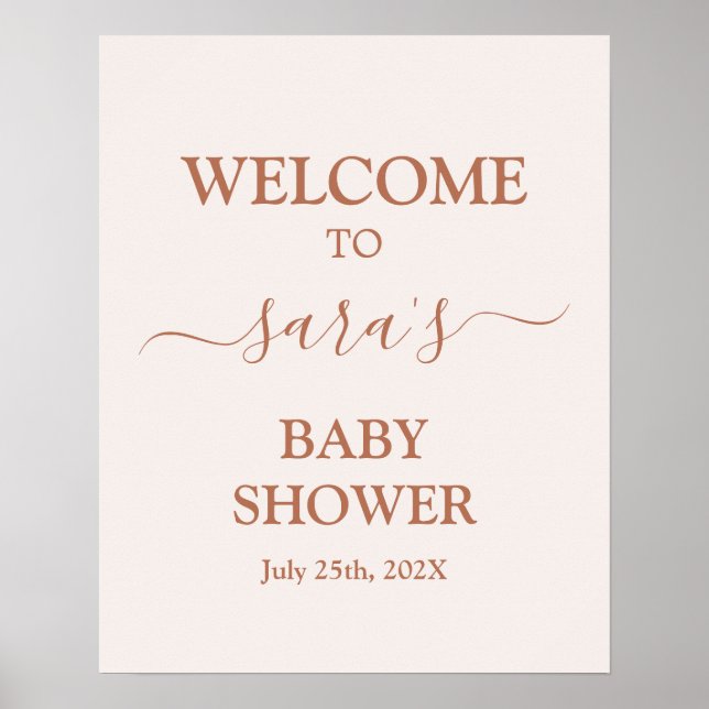Minimalist Pale Pink Baby Shower Girl Welcome sign (Front)
