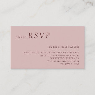 Minimalist Pale Rose Wedding QR Code RSVP Enclosure Card