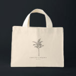Minimalist Palm Tree Destination Wedding Welcome  Mini Tote Bag<br><div class="desc">This personalized mini tote is designed as a stylish hotel room welcome bag for a destination wedding. The minimalist palm tree illustration and clean typography create a relaxed yet refined look that feels thoughtful without being overdone. Customize the names and date to coordinate beautifully with your wedding weekend details. Perfect...</div>