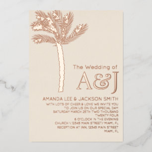 Minimalist Palm Tree Rose Gold Beige Wedding  