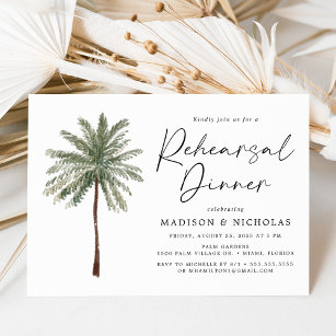 Minimalist Palm Tree Wedding Rehearsal Dinner Invitation