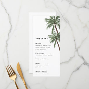 Minimalist Palm trees wedding menu 