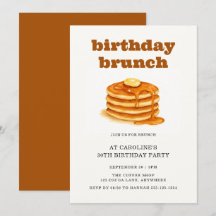 Minimalist Pancakes 30th Adult Birthday Brunch Invitation