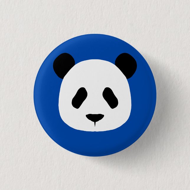 Minimalist Panda Pattern- Cobalt Blue 1 Inch Round Button (Front)