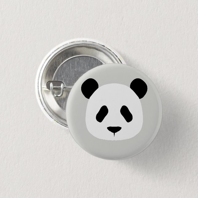 Minimalist Panda Pattern - Light Grey 1 Inch Round Button (Front & Back)