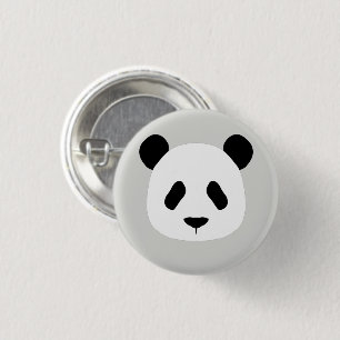 Minimalist Panda Pattern - Light Grey 1 Inch Round Button