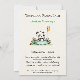 Minimalist Panda Pool Party Invitation