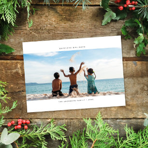Minimalist Panoramic White Holiday Photo Card