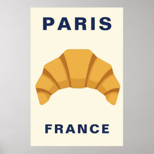 Minimalist Paris France Croissant French Bakery Poster