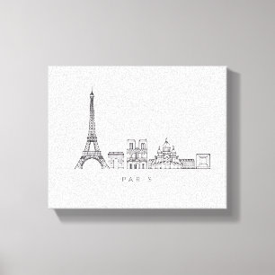 Minimalist Paris Skyline Line Art Canvas Print