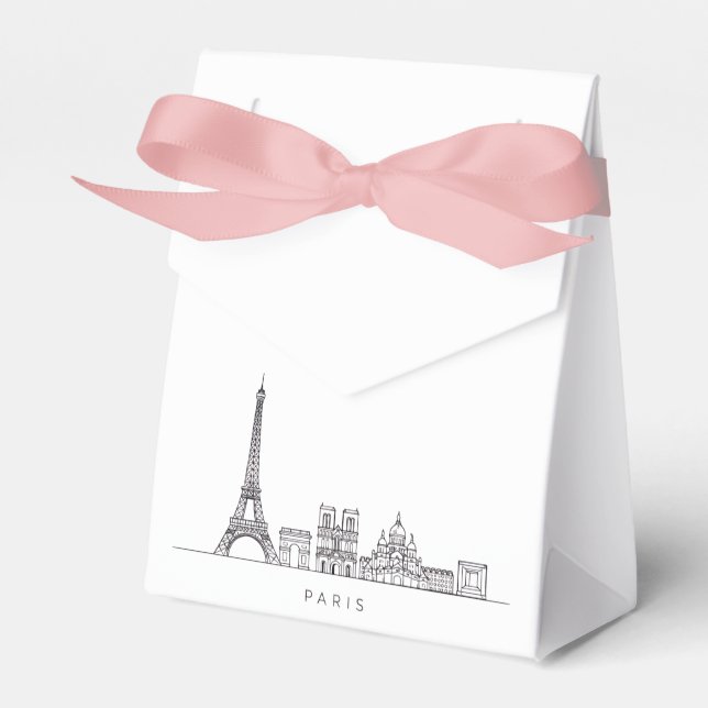 Minimalist Paris Skyline Line Art Favor Box (Front Side)
