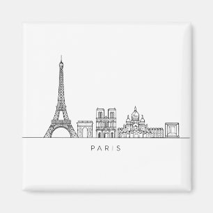 Minimalist Paris Skyline Line Art Magnet