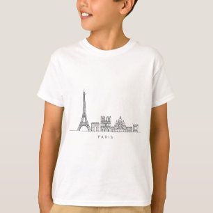 Minimalist Paris Skyline Line Art T-Shirt