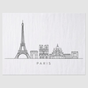 Minimalist Paris Skyline Line Art Tissue Paper