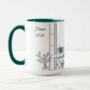 Minimalist Paris Window View Personalized Coffee Mug