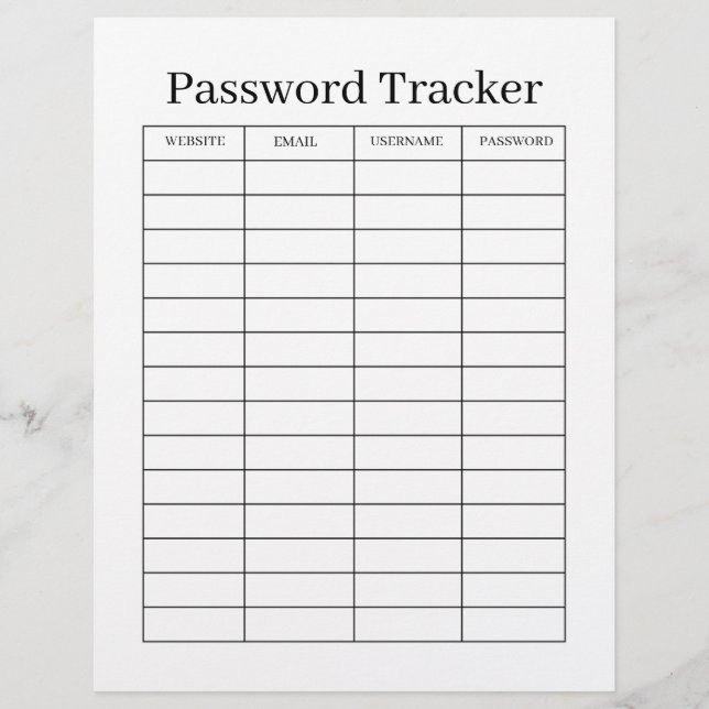 Minimalist Password Tracker  Flyer (Front)