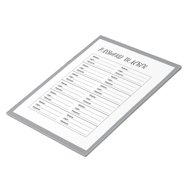Minimalist Password Tracker Logbook Notepad (Angled)