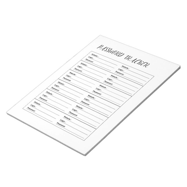 Minimalist Password Tracker Logbook Notepad (Angled)