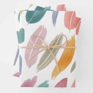 Minimalist Pastel Abstract Brush Strokes Wrapping Paper Sheet