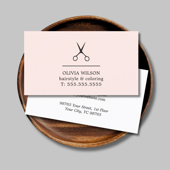 Minimalist Pastel Black Scissors Hair Salon Business Card (Creator Uploaded)