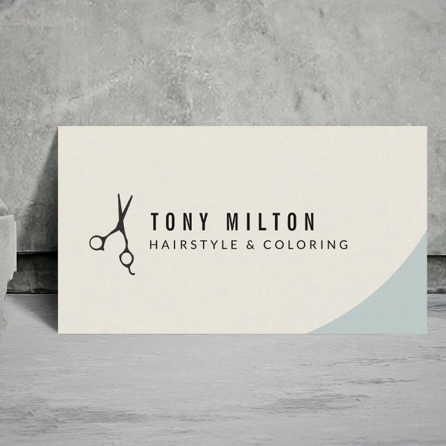 Minimalist Pastel Black Scissors Hairstylist Business Card (Creator Uploaded)